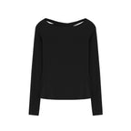 Flat lay of black long sleeve top