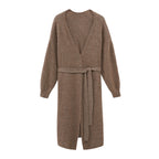 Flat lay of brown knitted coat