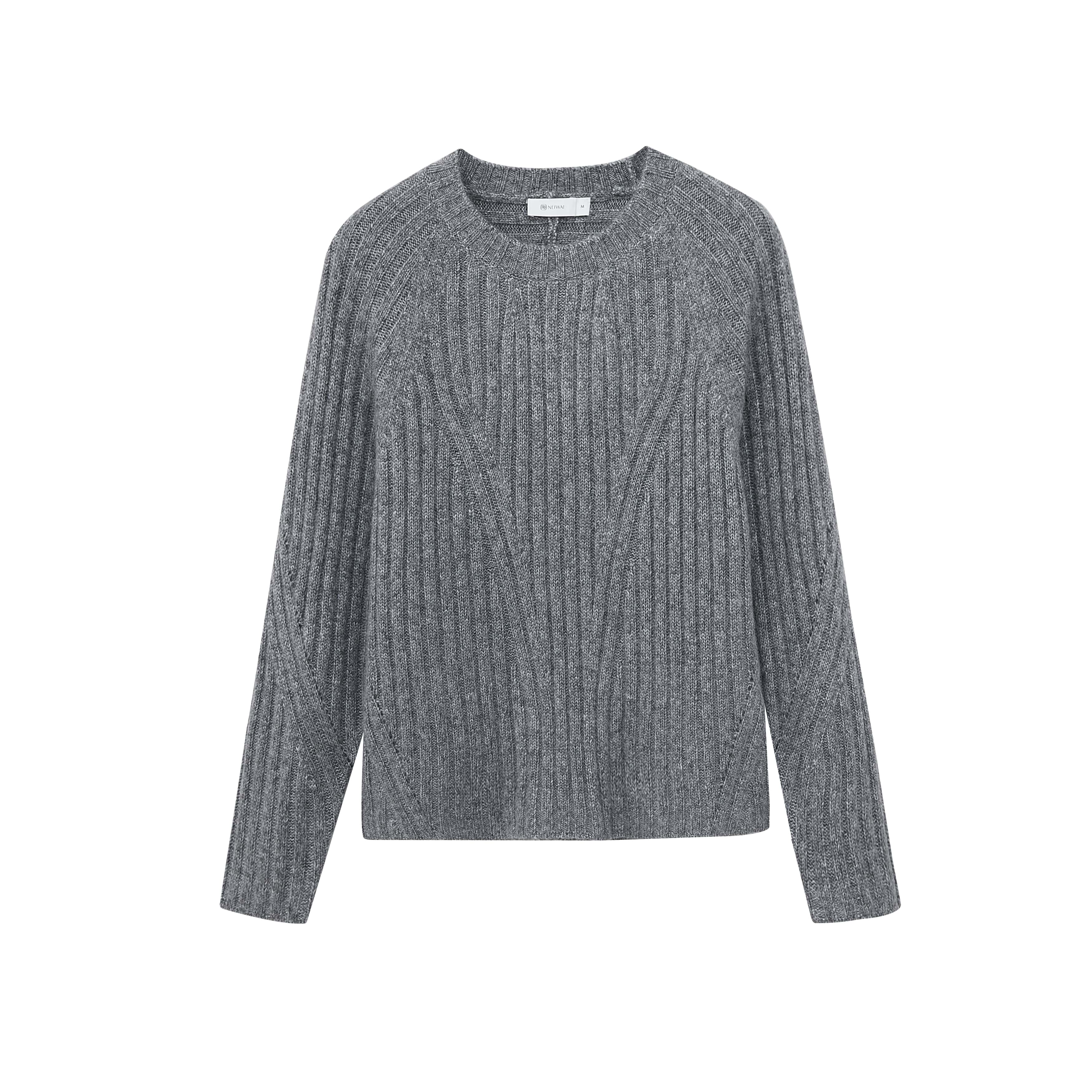 flat lay of gray ribbed sweater