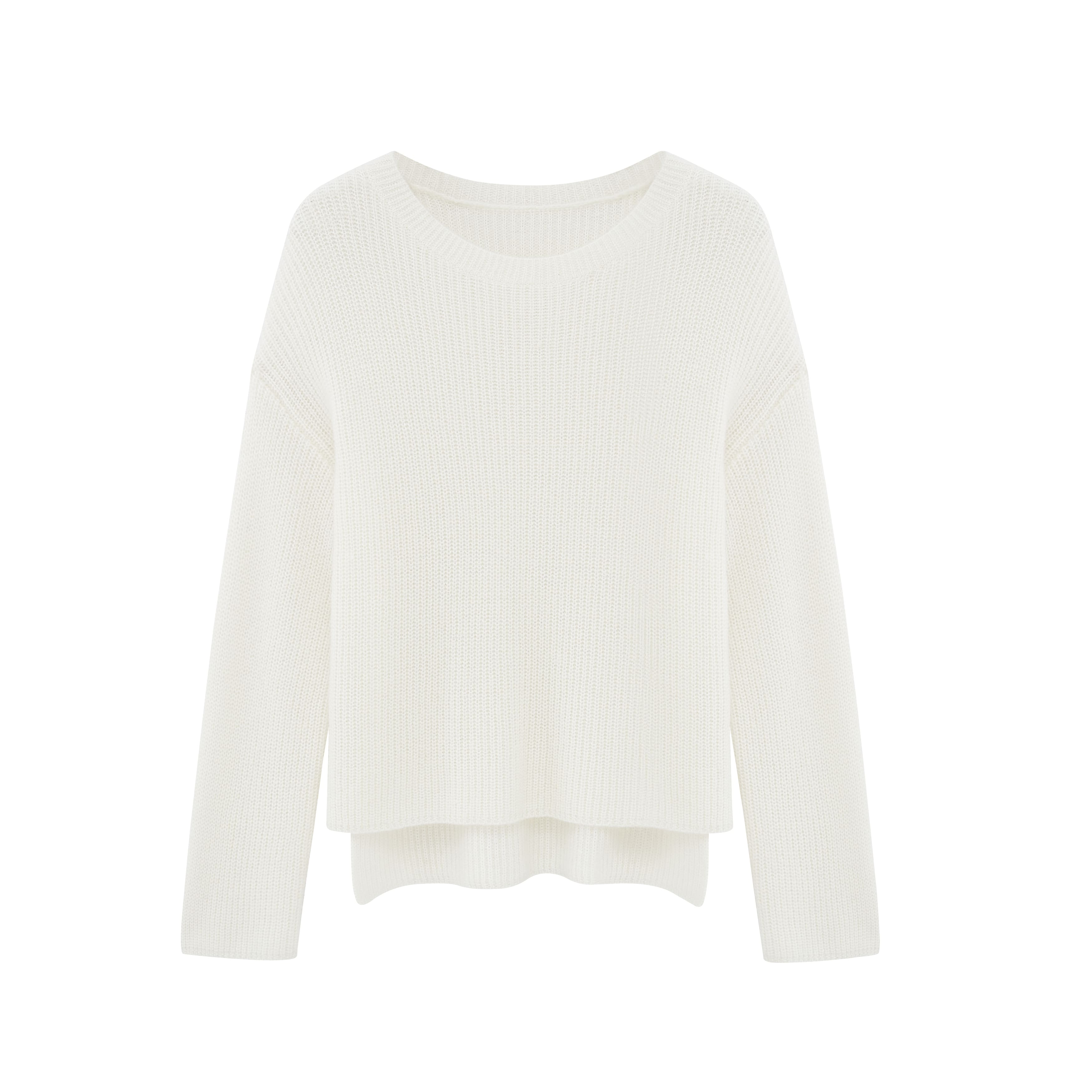 flat lay of white sweater