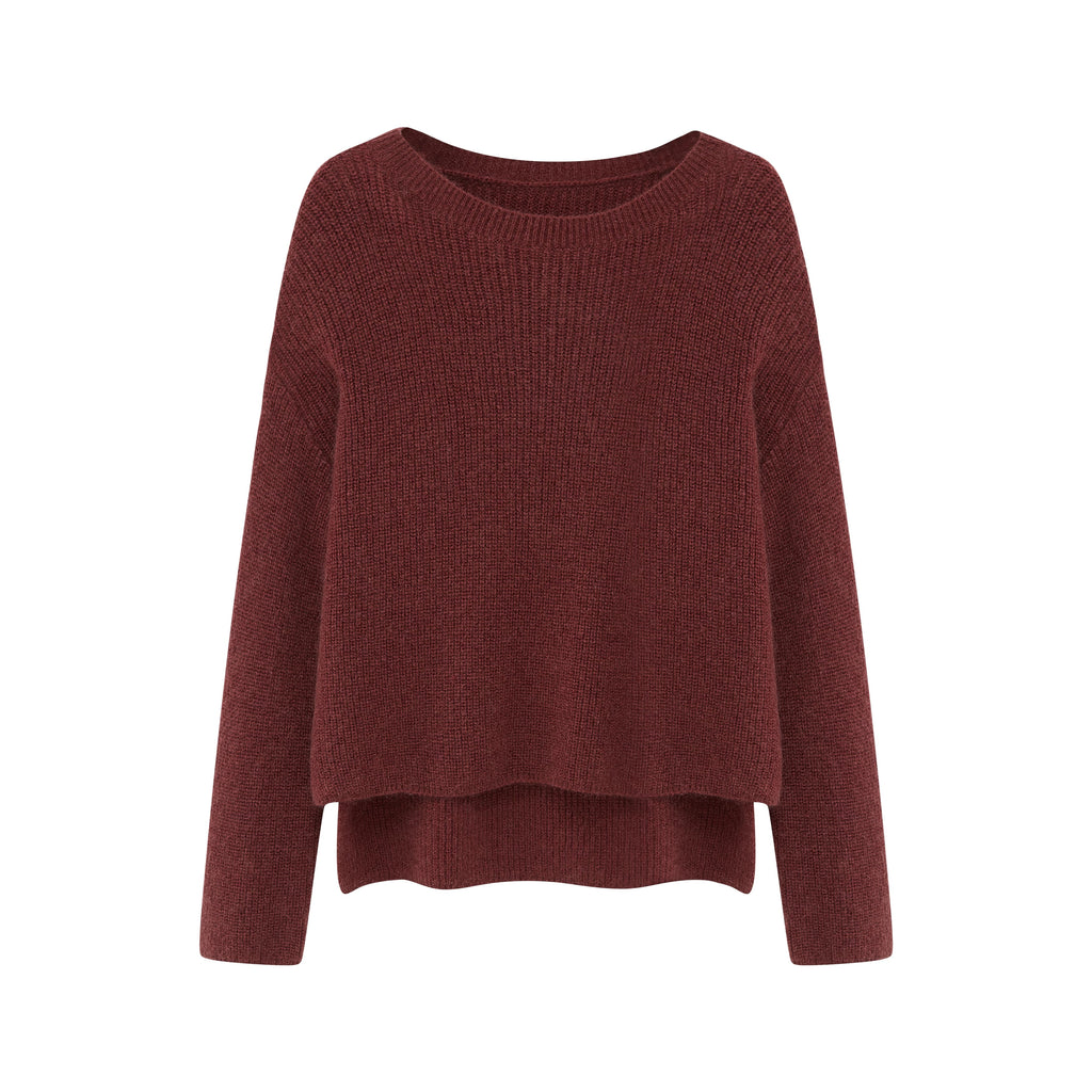 flat lay of red sweater