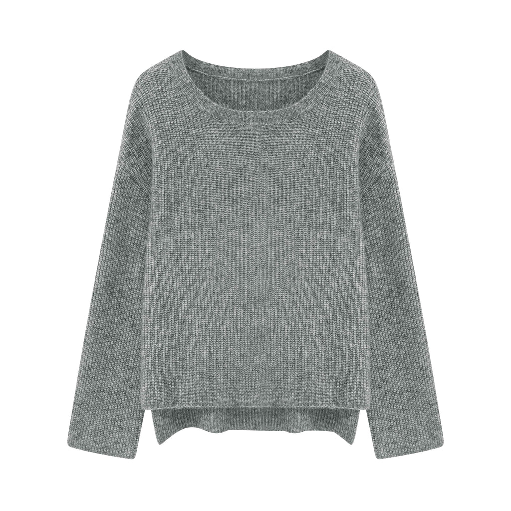 flat lay of gray sweater