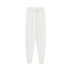 flat lay of white knitted joggers