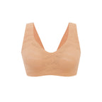 flat lay of orange bra