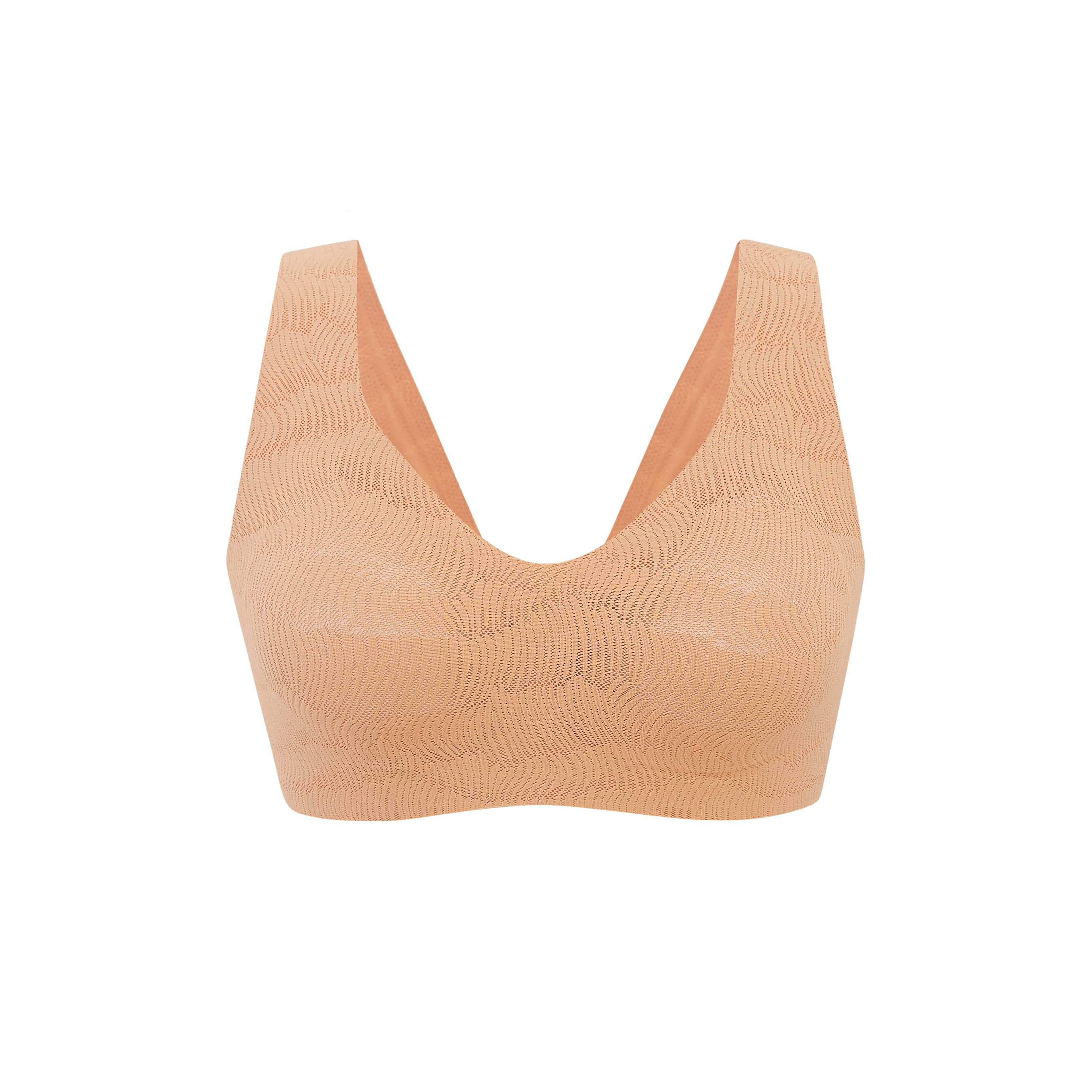 flat lay of orange bra