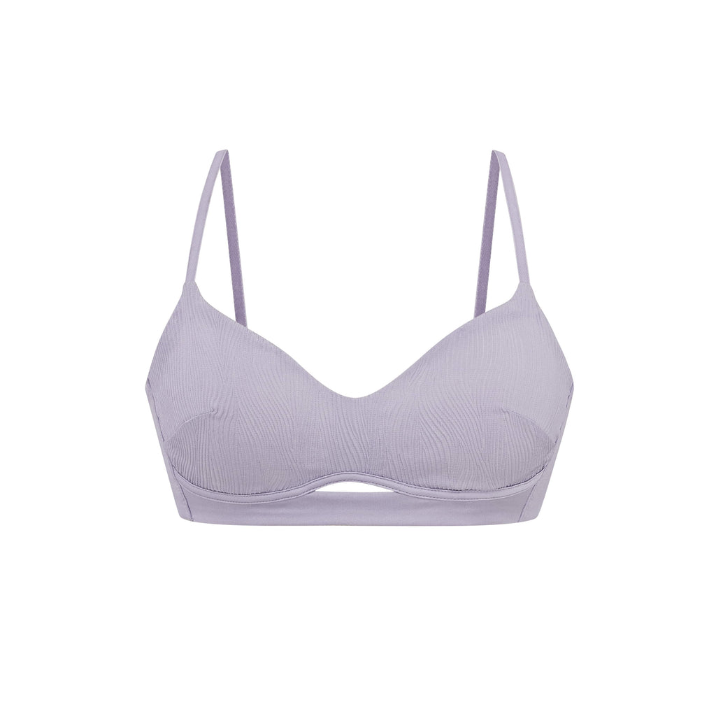 flat lay of purple bra