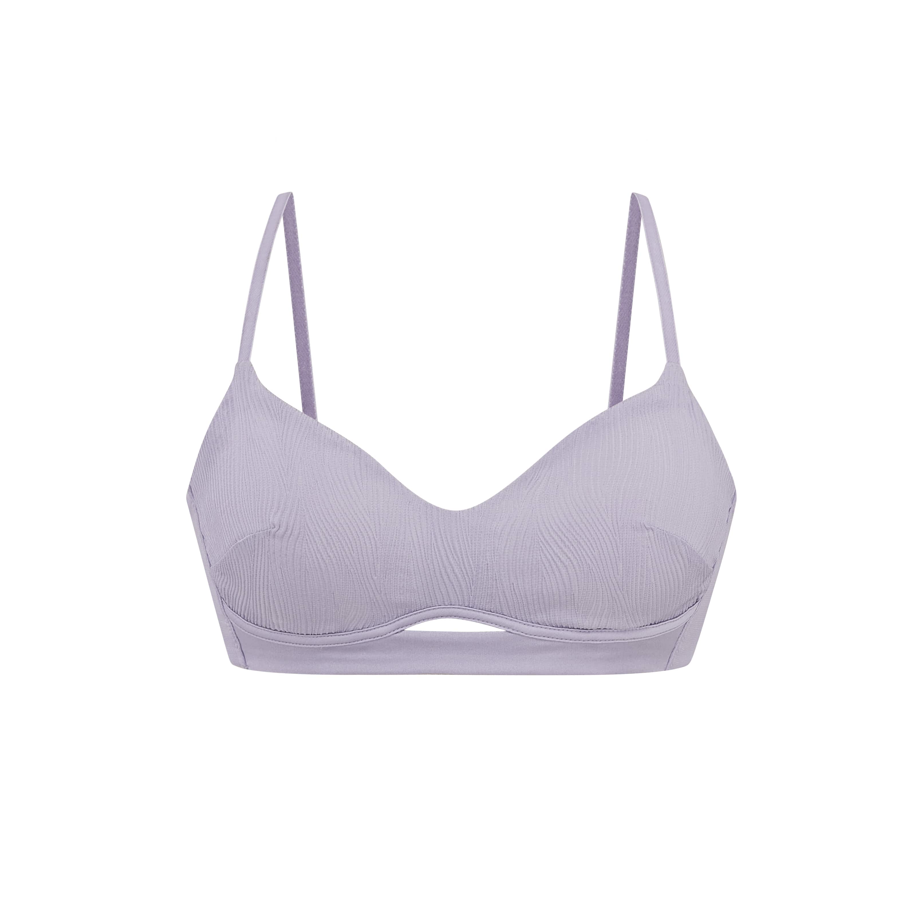 flat lay of purple bra