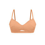 flat lay of orange bra