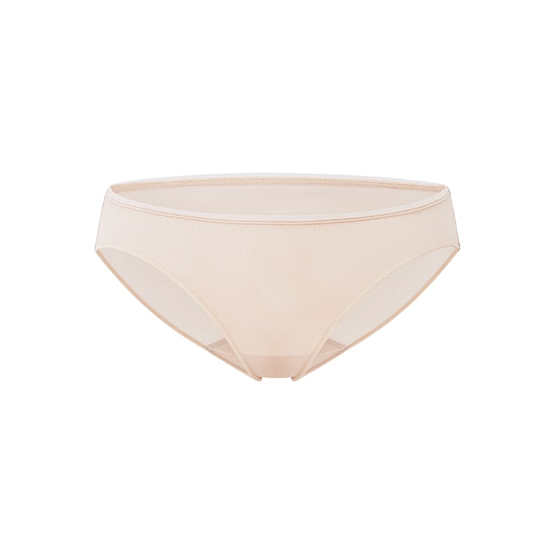 Flat lay of beige underwear