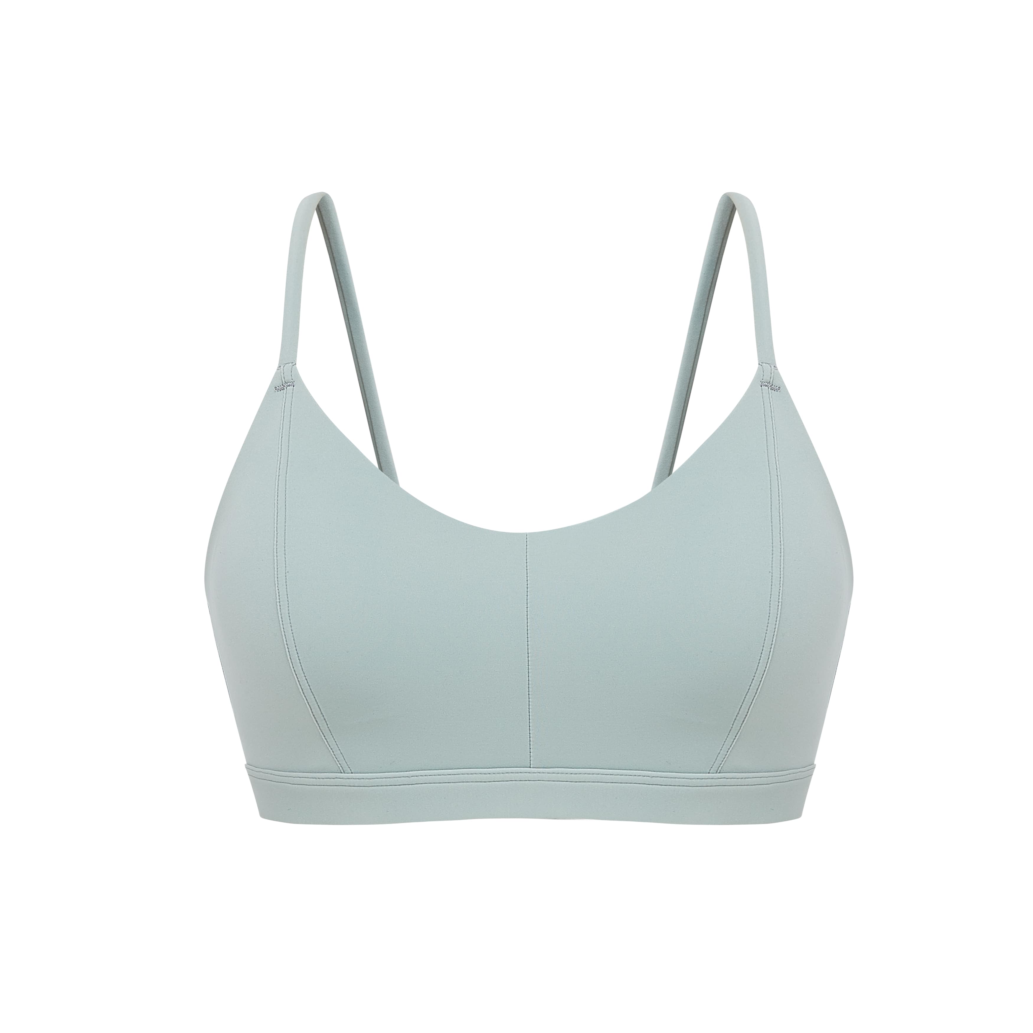 Flat lay of aqua sports bra