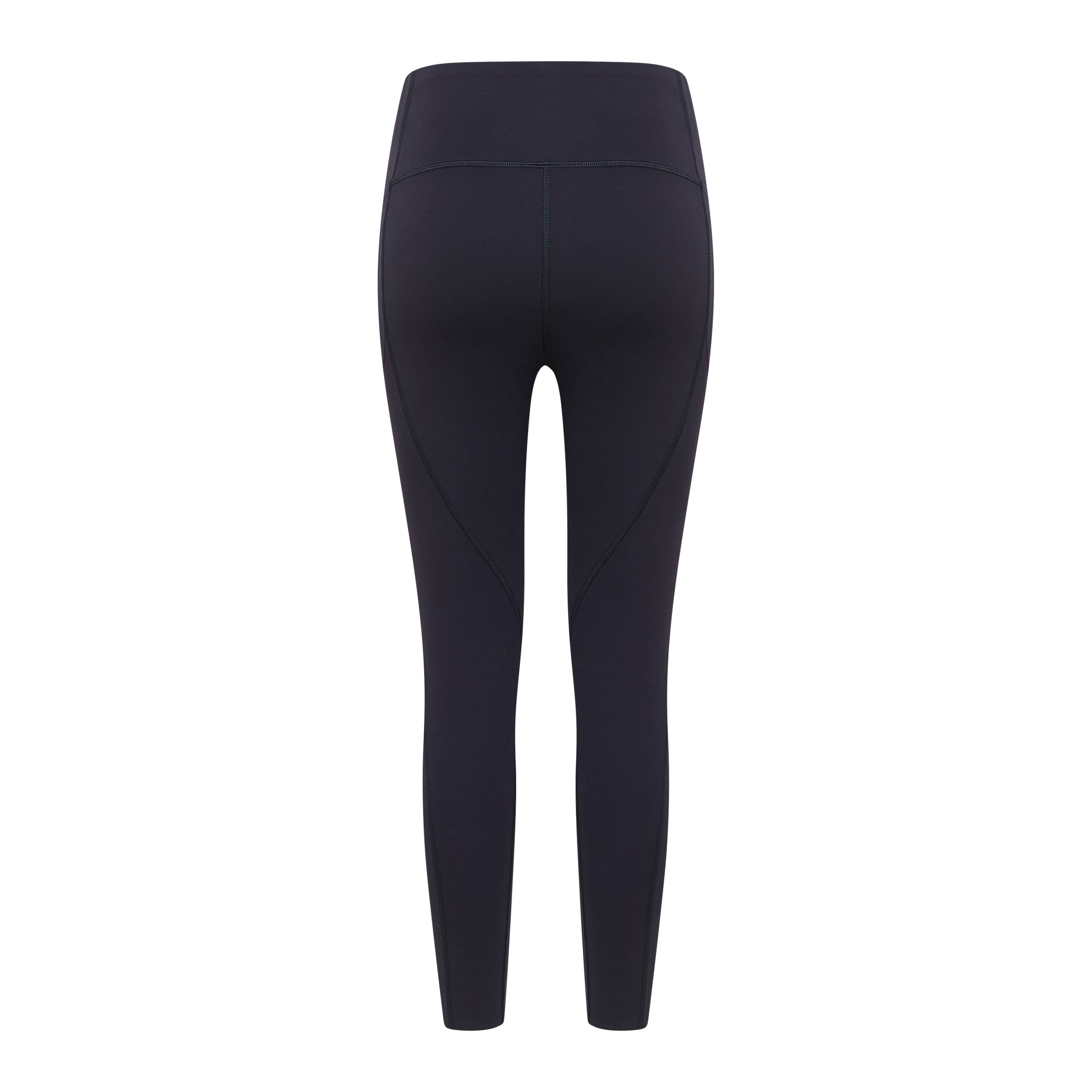 Flat lay of back of black leggings