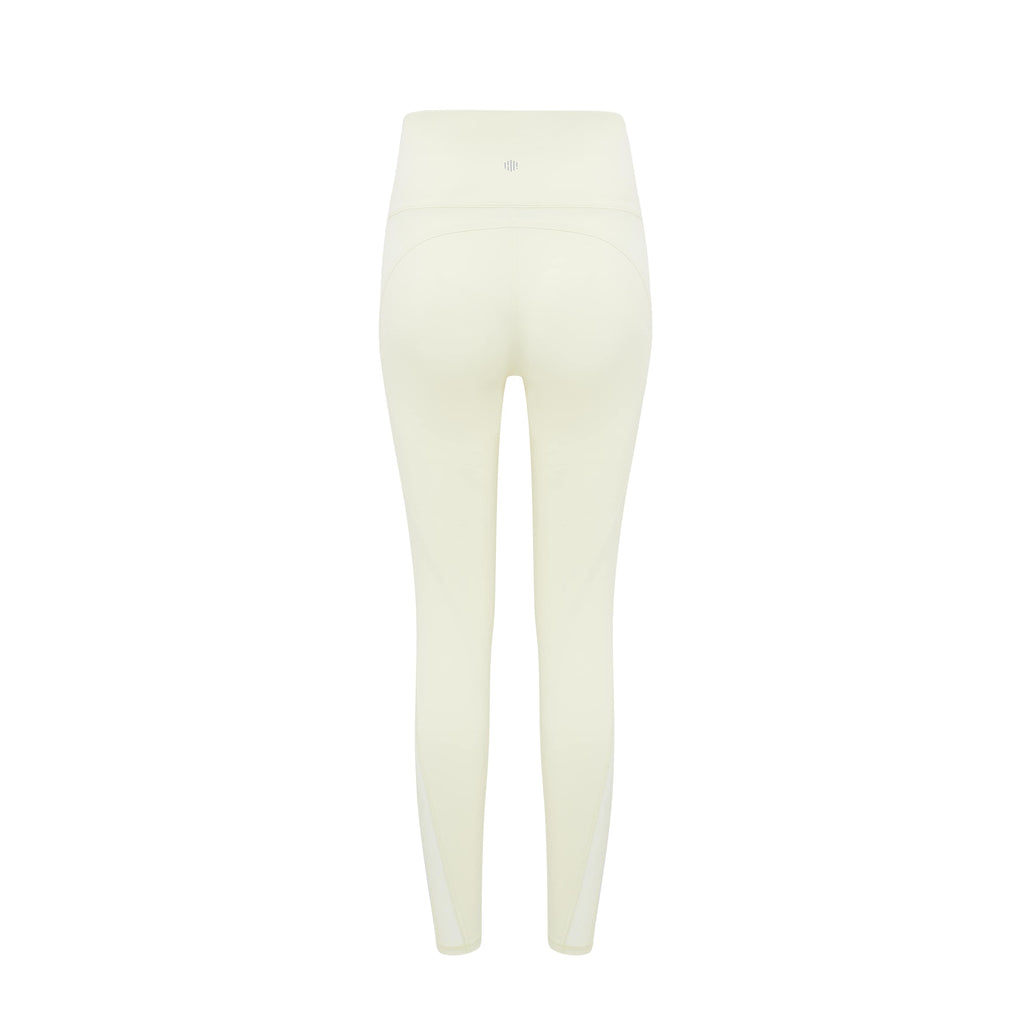 Flat lay of back of yellow leggings