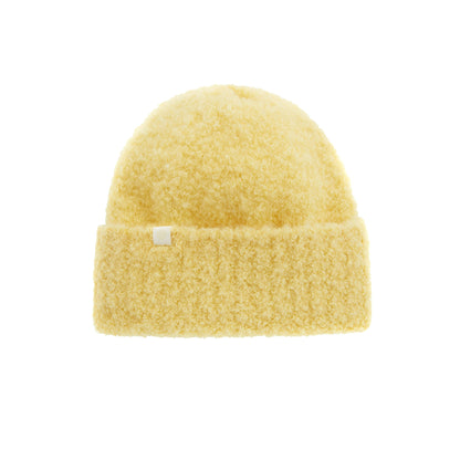  yellow beanie flat lay
