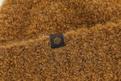 brown beanie logo details