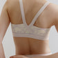 back of woman in flower print sports bra