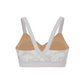 flat lay image of flower print sports bra from back