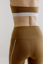 close up of the olive green flare leggings