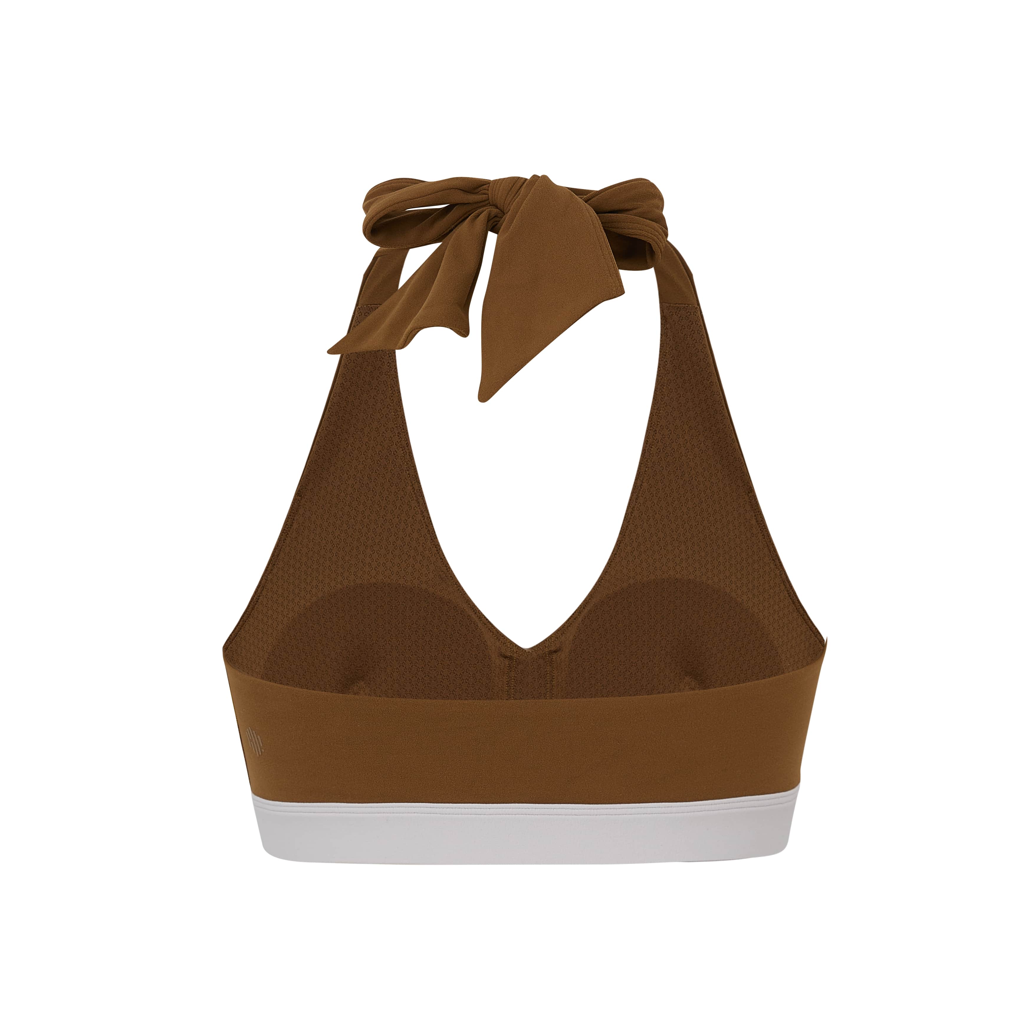 an olive green sports bra from back