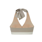 a grey sports bra from back