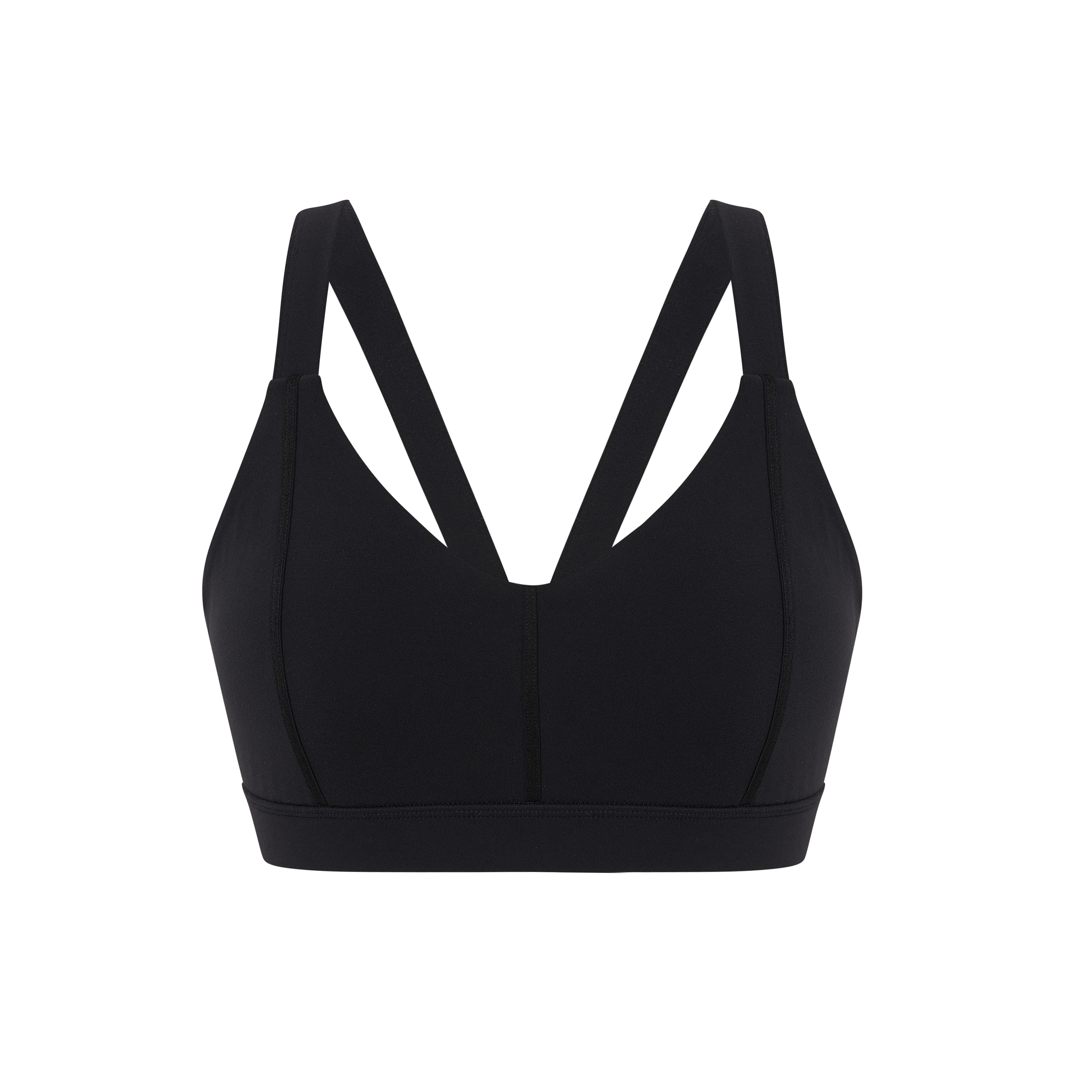 flat lay image of black sports bra