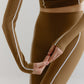 close up of the U-Neck Long Sleeve Top and leggings