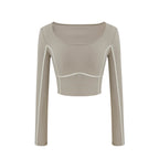 grey U-Neck Long Sleeve Top