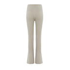 a grey flare leggings from back