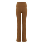 an olive green flare leggings from back
