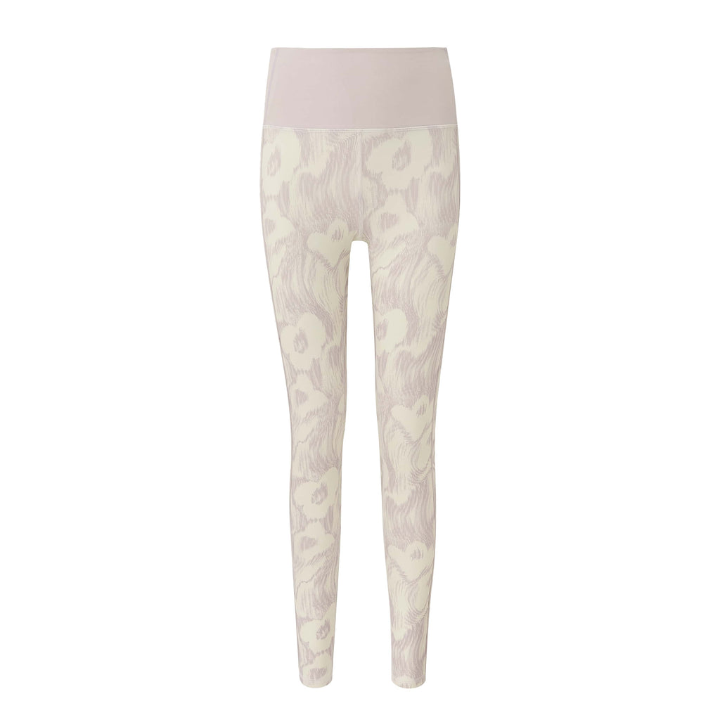 a purple and white patterned leggings.