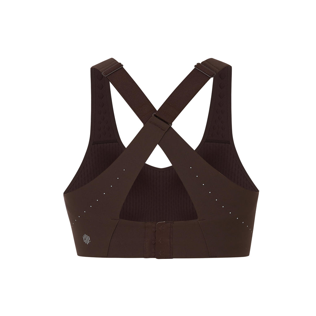 back of brown sports bra