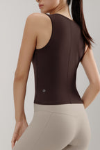 a brown tank from back
