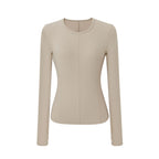 a grey mousse long sleeve sports top