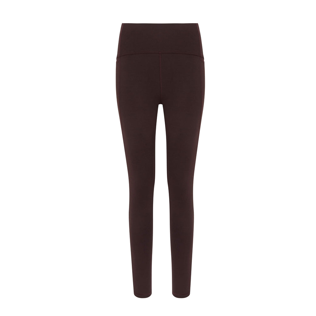 Flat lay of brown leggings