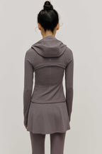 back of grey hoodie
