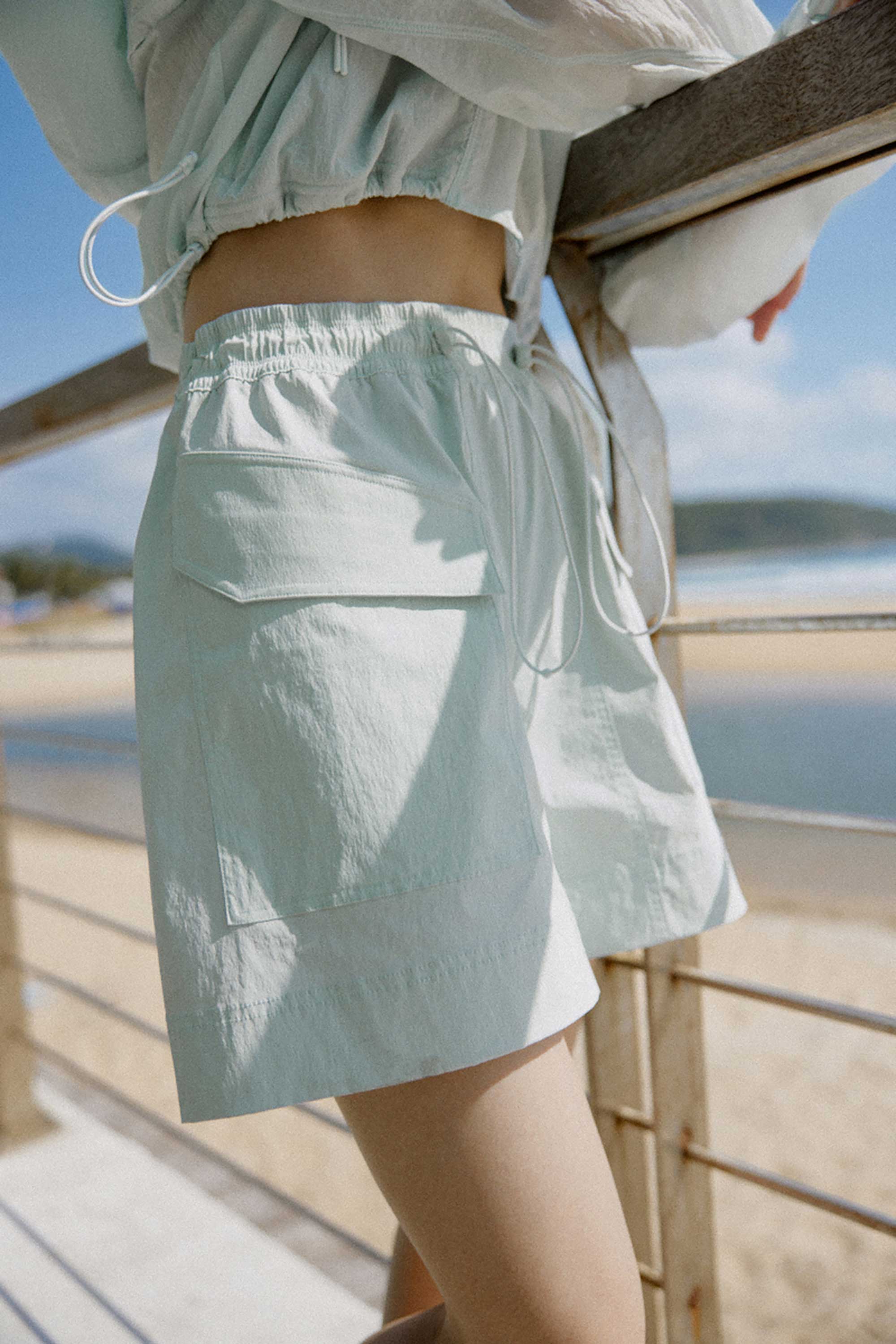 blue shorts