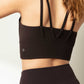 back of black sports bra