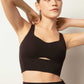 woman in black sports bra