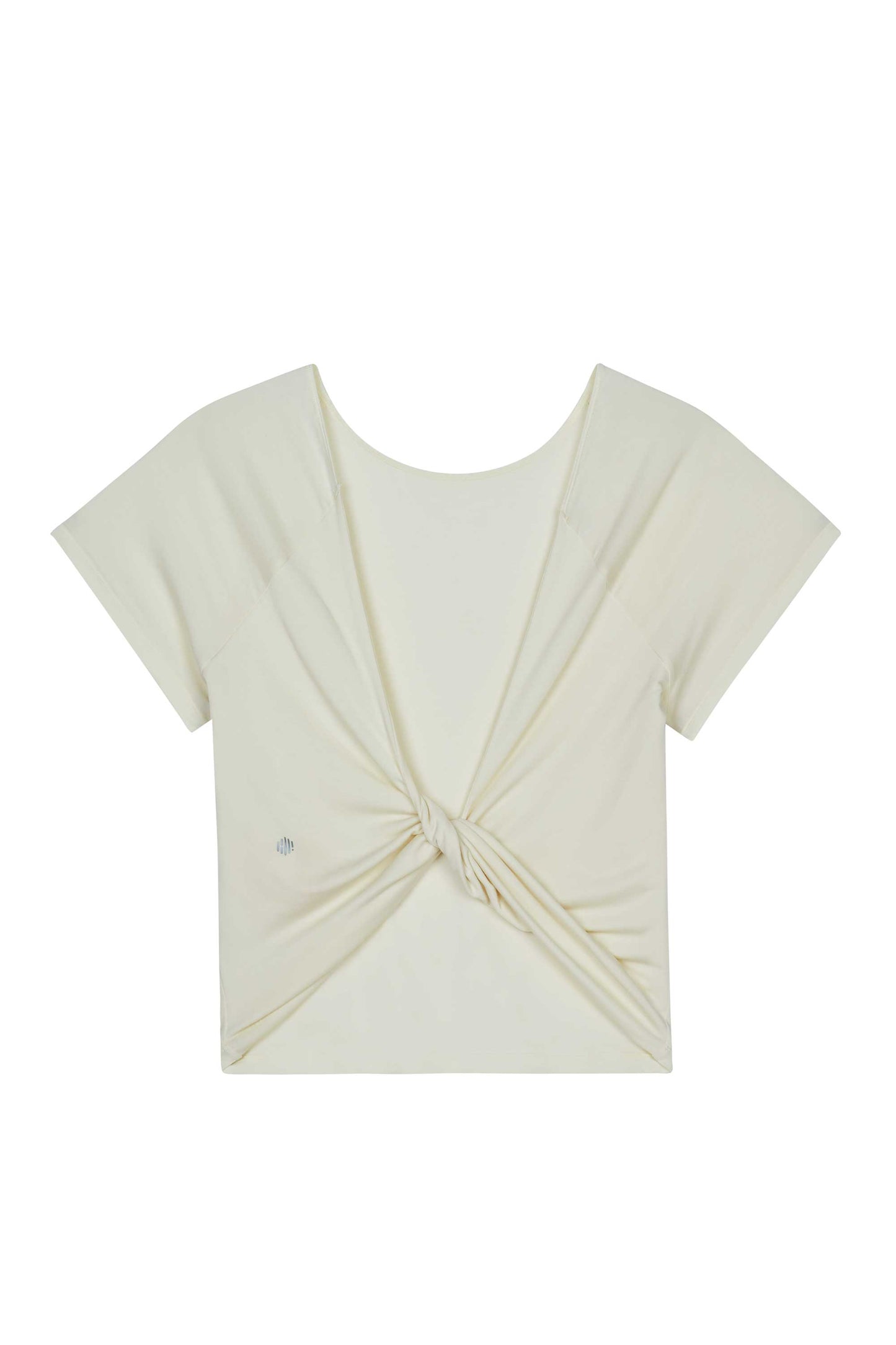flay lay image of white t-shirt with front knot