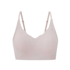 Flat lay of a light pink bra