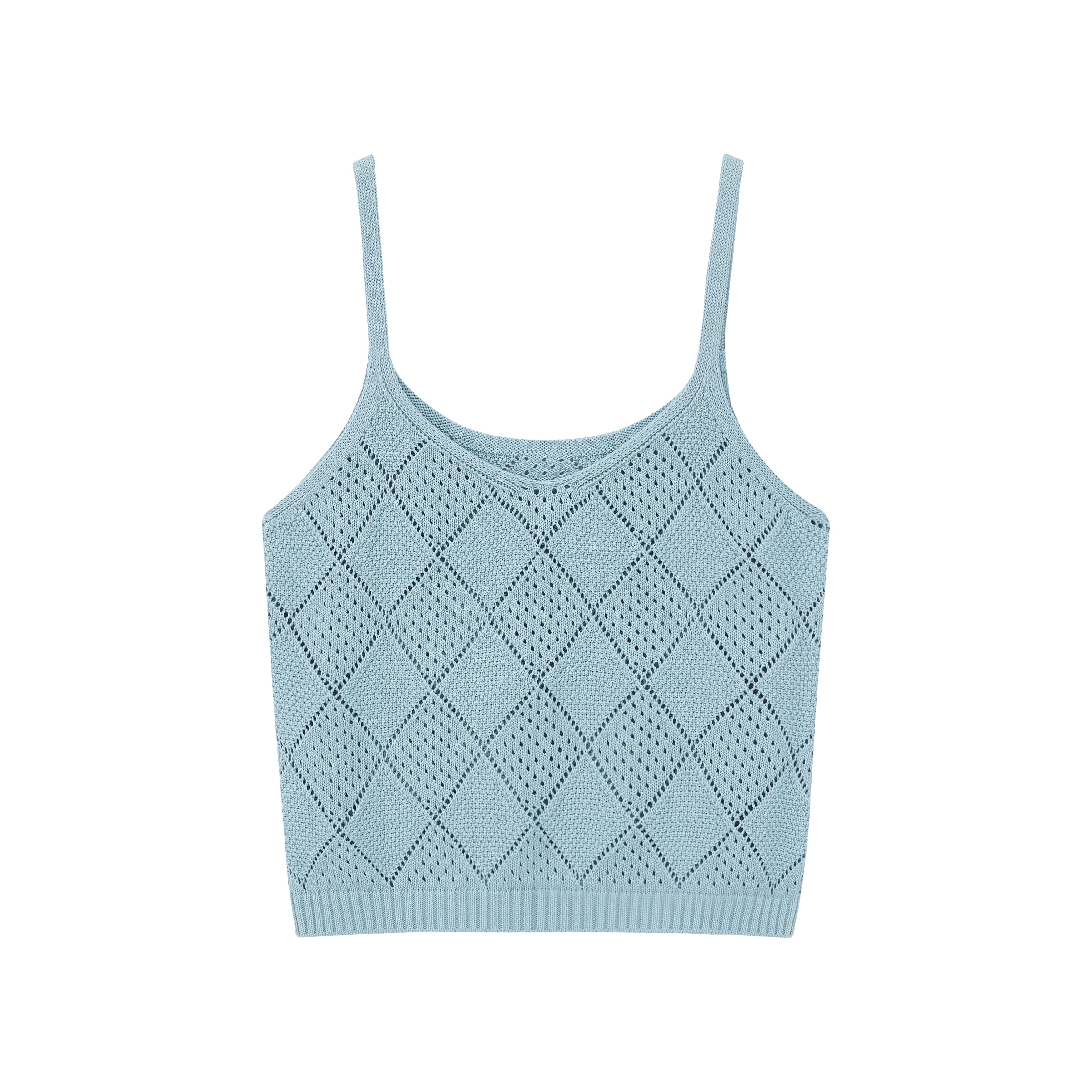 Flat lay of blue tank top.