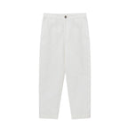 Flat lay of white pants.