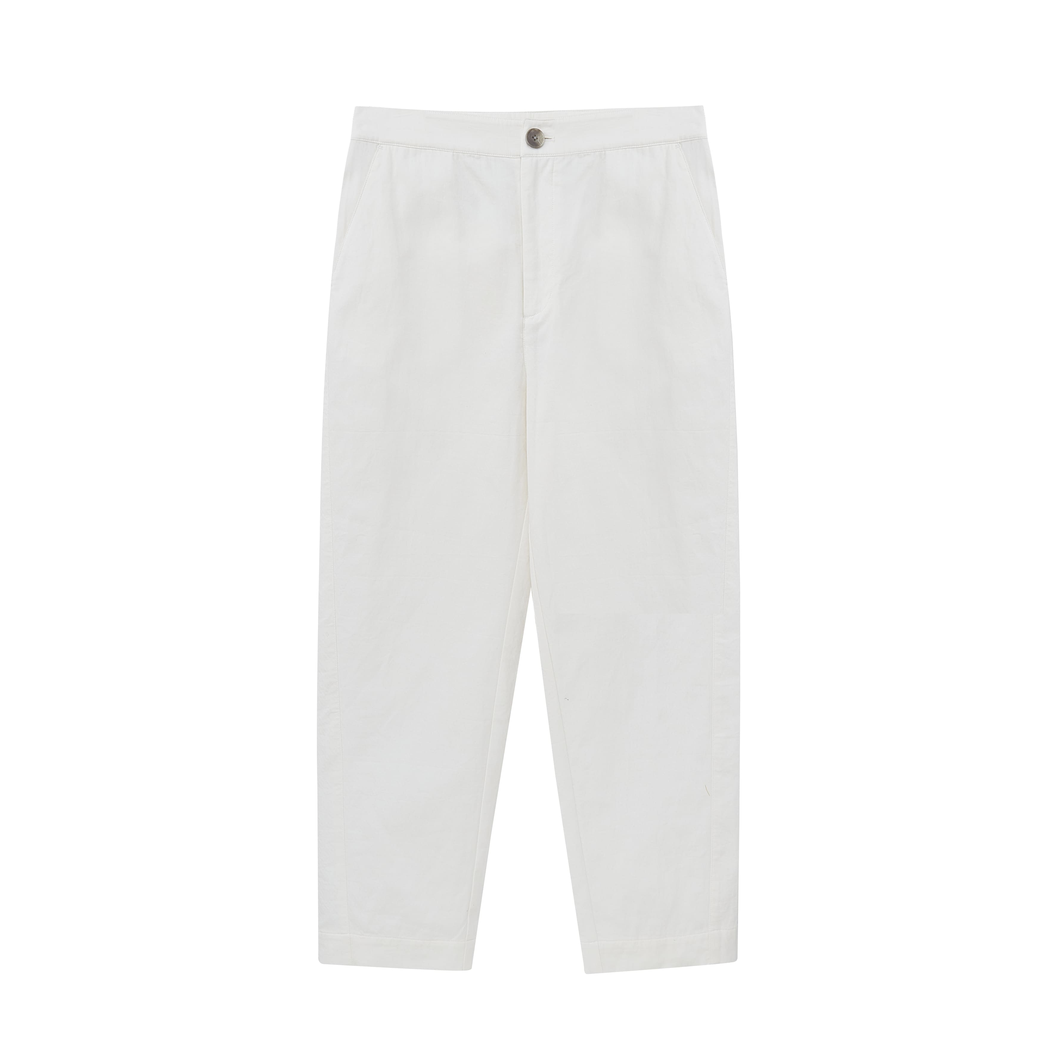 Flat lay of white pants.