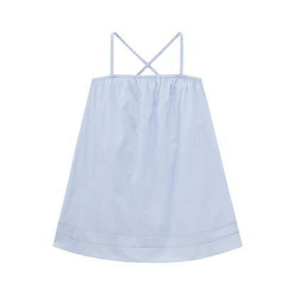 Flat lay of light blue pajama dress.