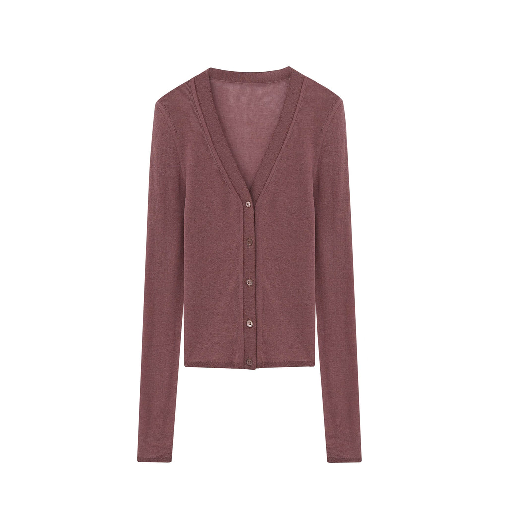 flat lay of red Knitted Cardigan