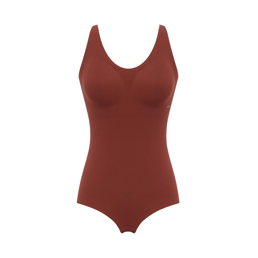 flat lay of a maroon bodysuit