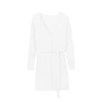 flat lay of white ribbed cardigan