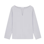 Flat lay of light gray top.