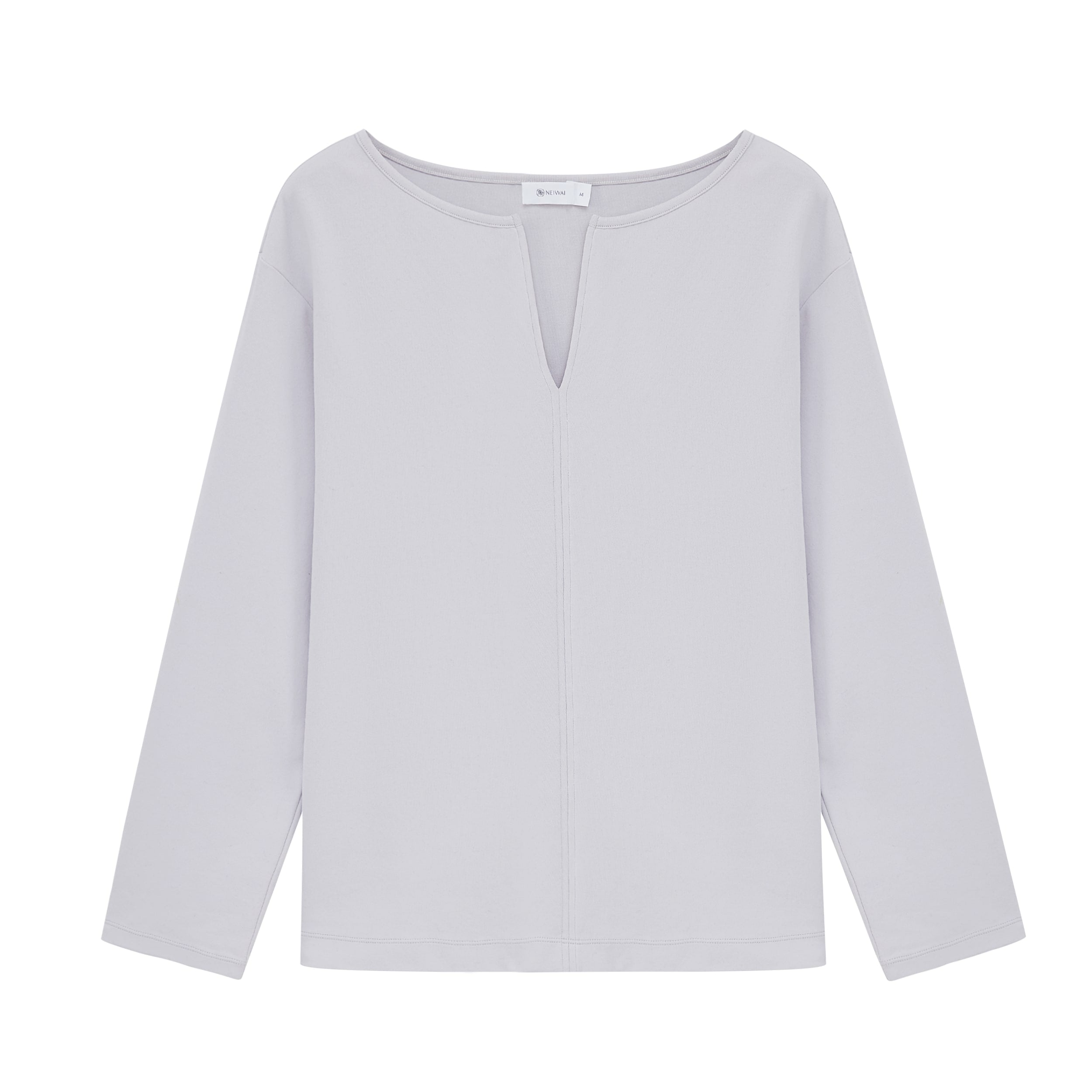 Flat lay of light gray top.