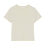 Flat lay of off-white short sleeve pajama shirt