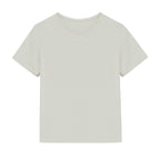 Flat lay of light gray short sleeve pajama shirt